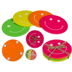 Lot de 4 sous-verres en bois - Smiley