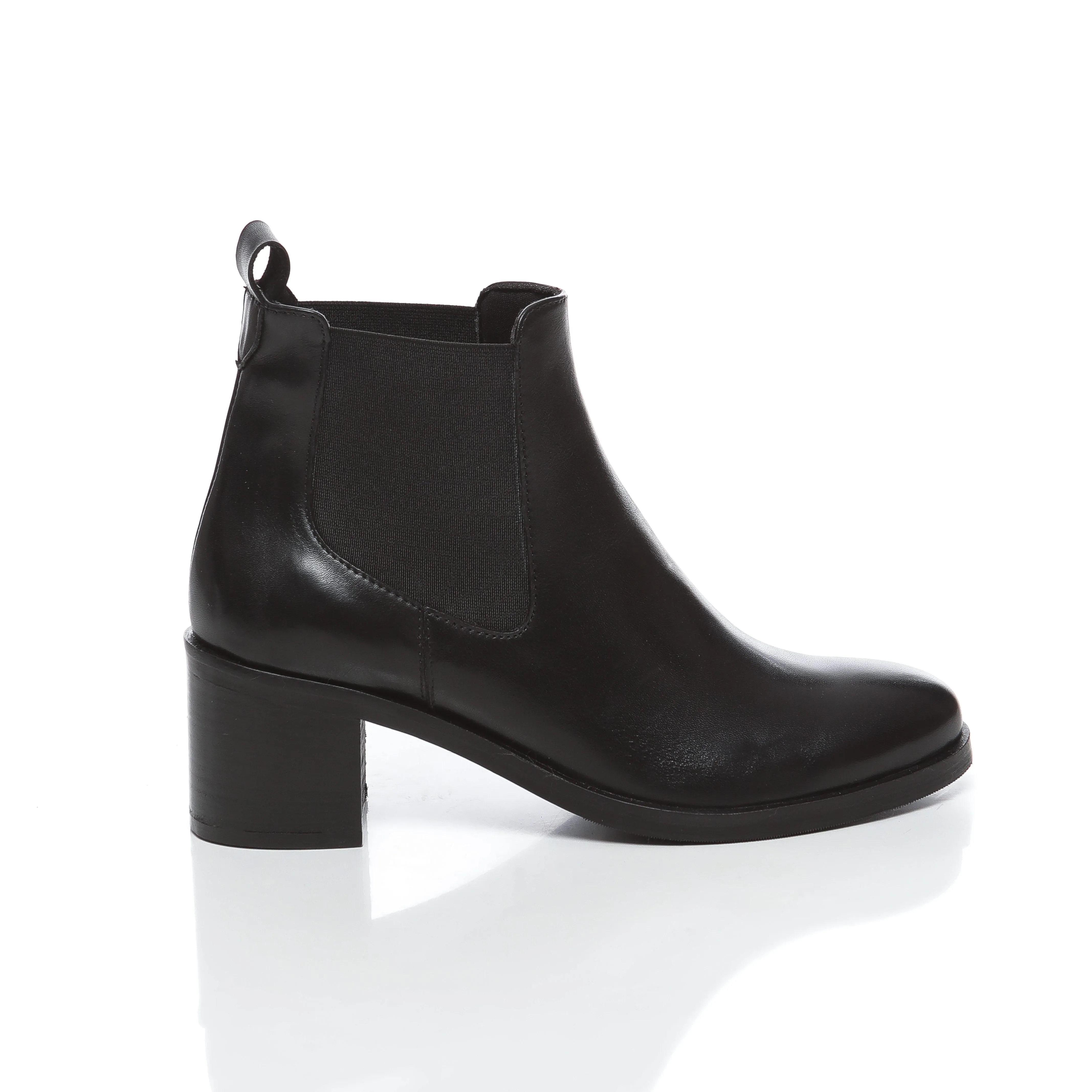 Lueur boots à talon en cuir noir et camel – Mode et confort pour femme