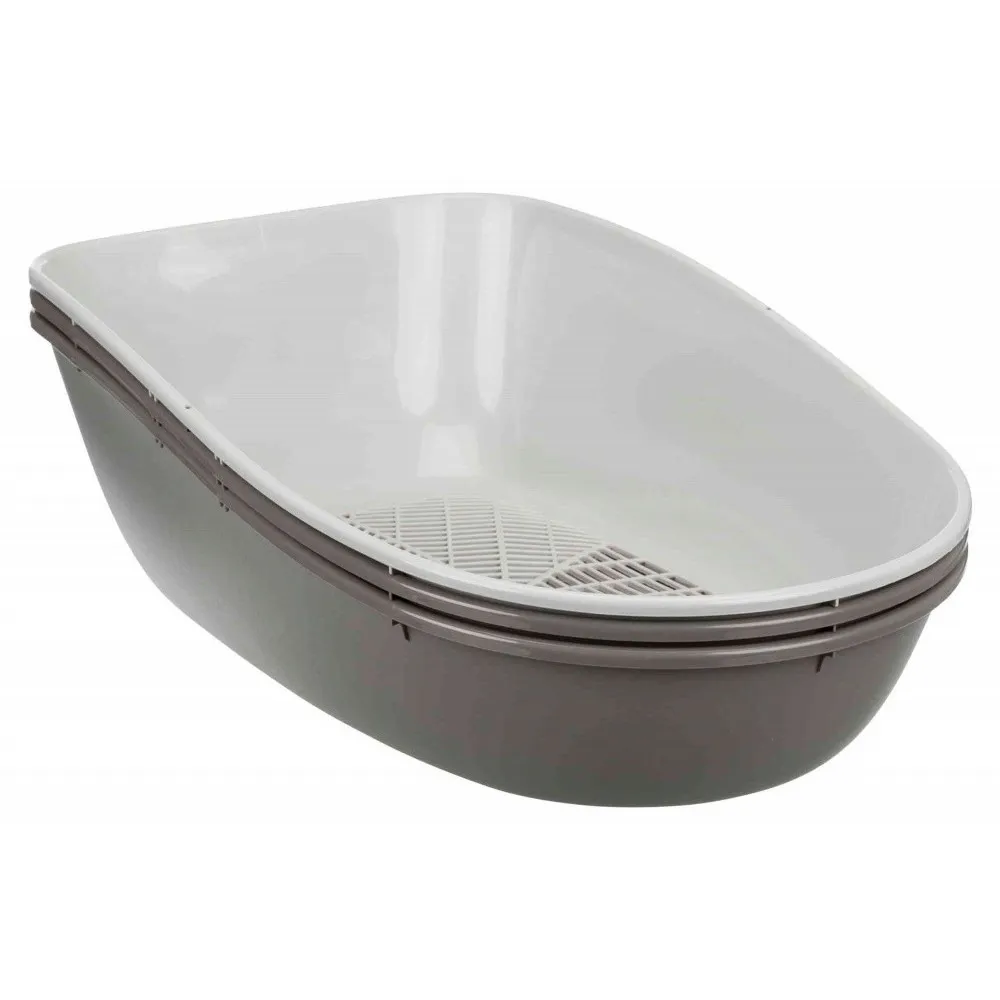 Maison de toilette berto top grise et blanche 39 × 42 × 59 cm pour chat