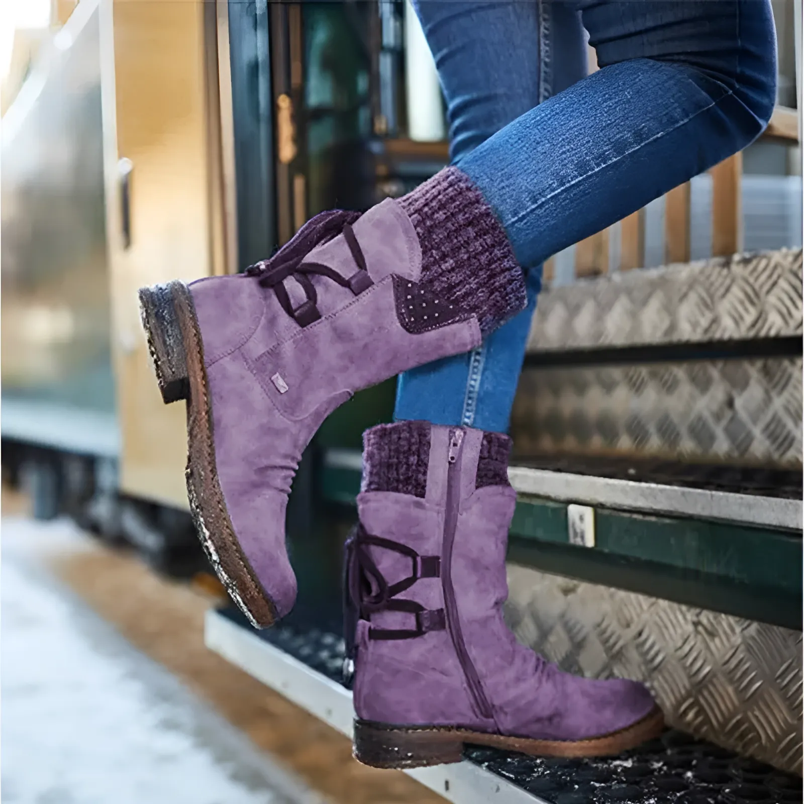 Marille | Bottes mi-hautes avec talon et fermeture éclair