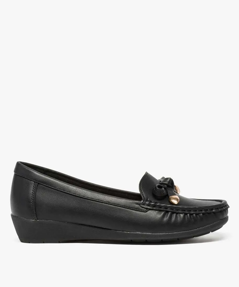 mocassins confort unis a talon compense femme noir standard mocassins