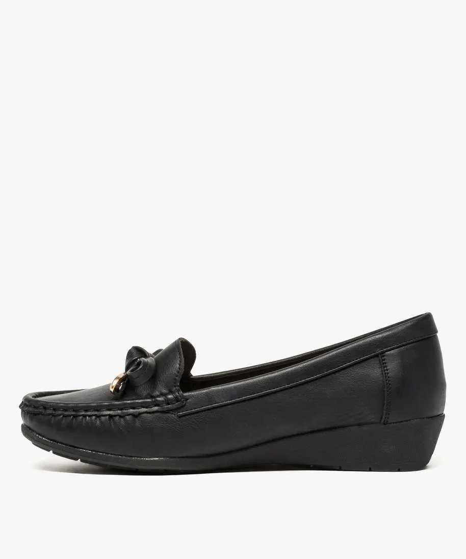 mocassins confort unis a talon compense femme noir standard mocassins