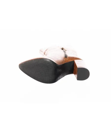 Note vintage chic : botte croco camel à talon carré OSMOSE Shoes Paris