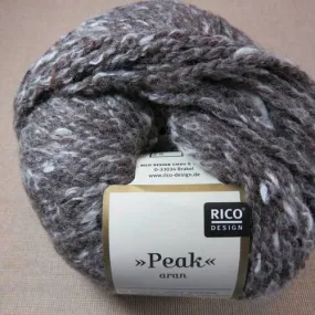 Pelote fil à tricoter peak aran rico design marron 30% laine vierge