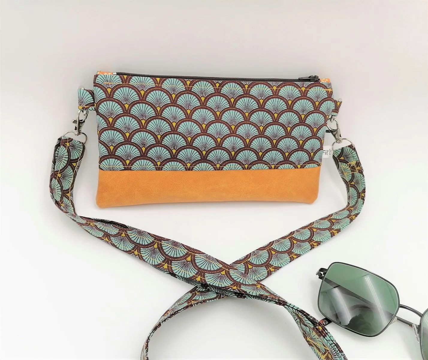 Petite pochette bandoulière femme similicuir et tissu • Fil'Otablo