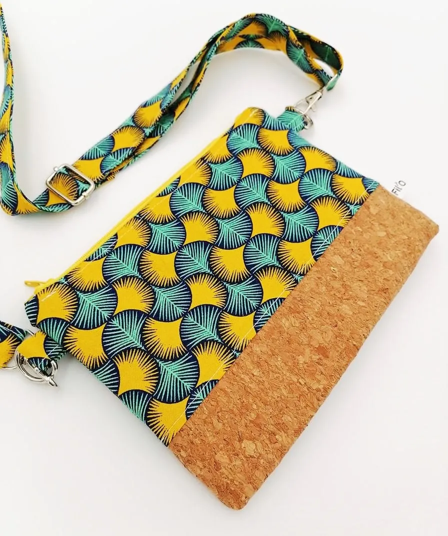 Petite pochette bandoulière femme similicuir et tissu • Fil'Otablo