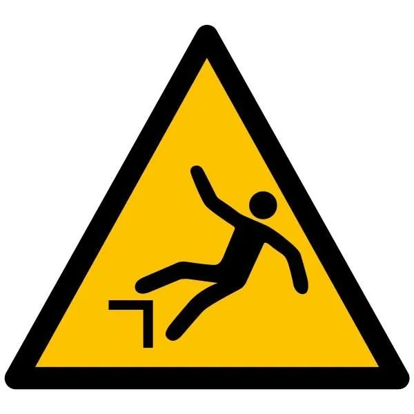 Pictogramme de danger iso 7010 'chute avec dénivellation' w008 pvc - 200 mm