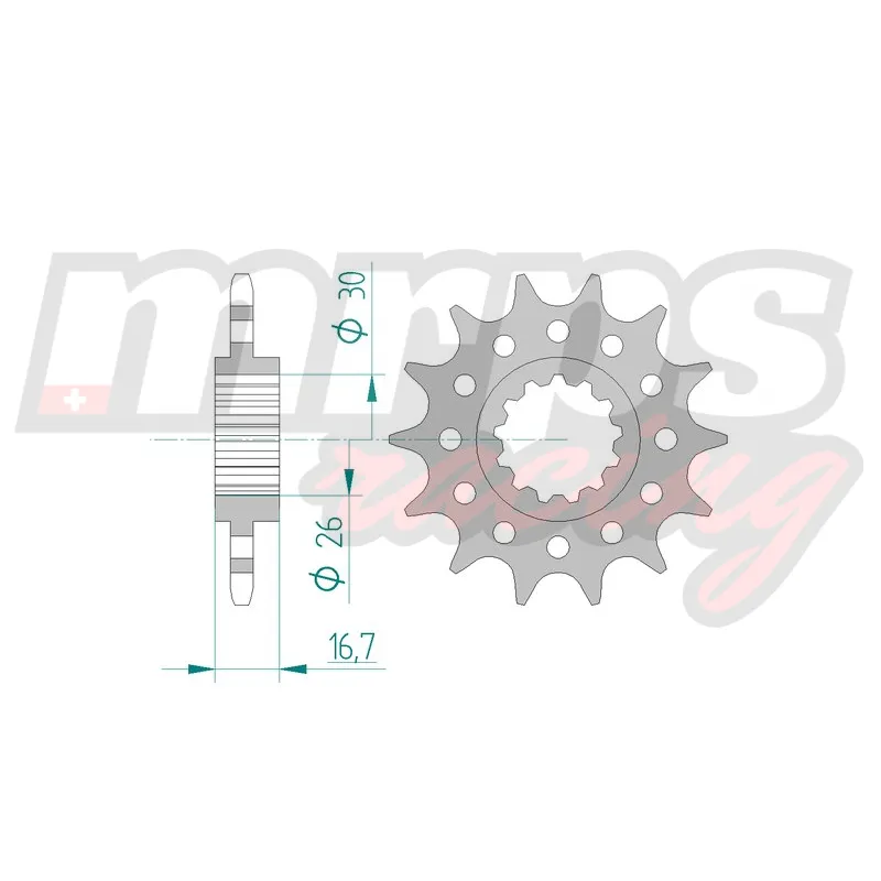 Pignon AFAM acier type 20608 pas 520 (16 dents)