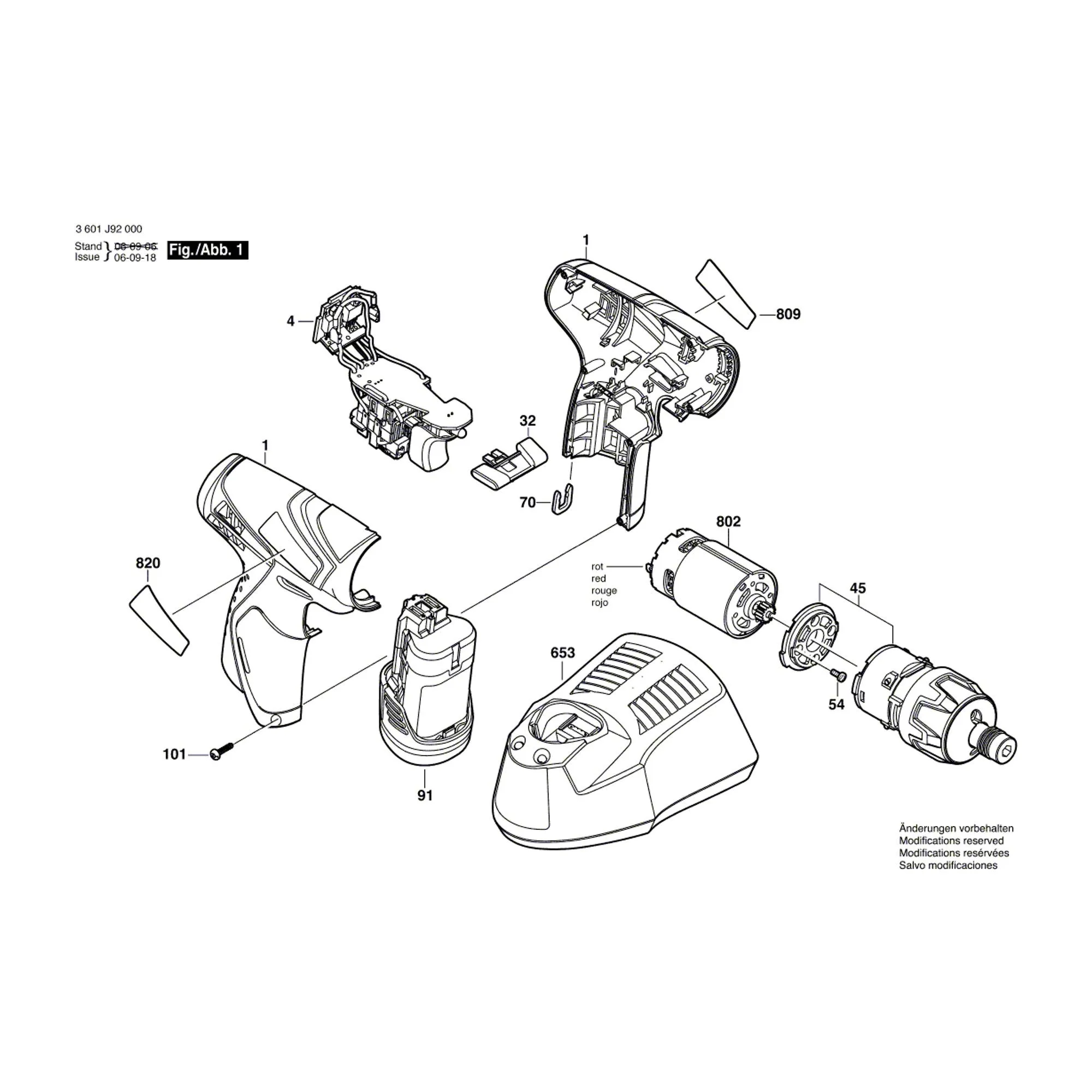 Pièces détachées Visseuse sans fil BOSCH GSR 10,8 V-LI 3601J92000