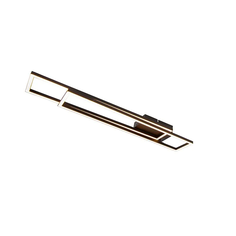 Plafonnier allongé noir dimmable en 3 étapes - PLAZAS NOVO
