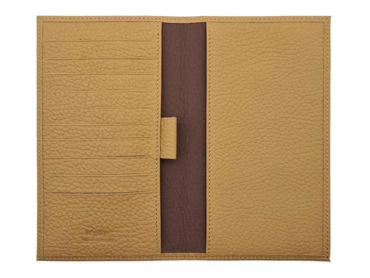 Porte chéquier en cuir grainé beige, talon haut - PM-012-05 