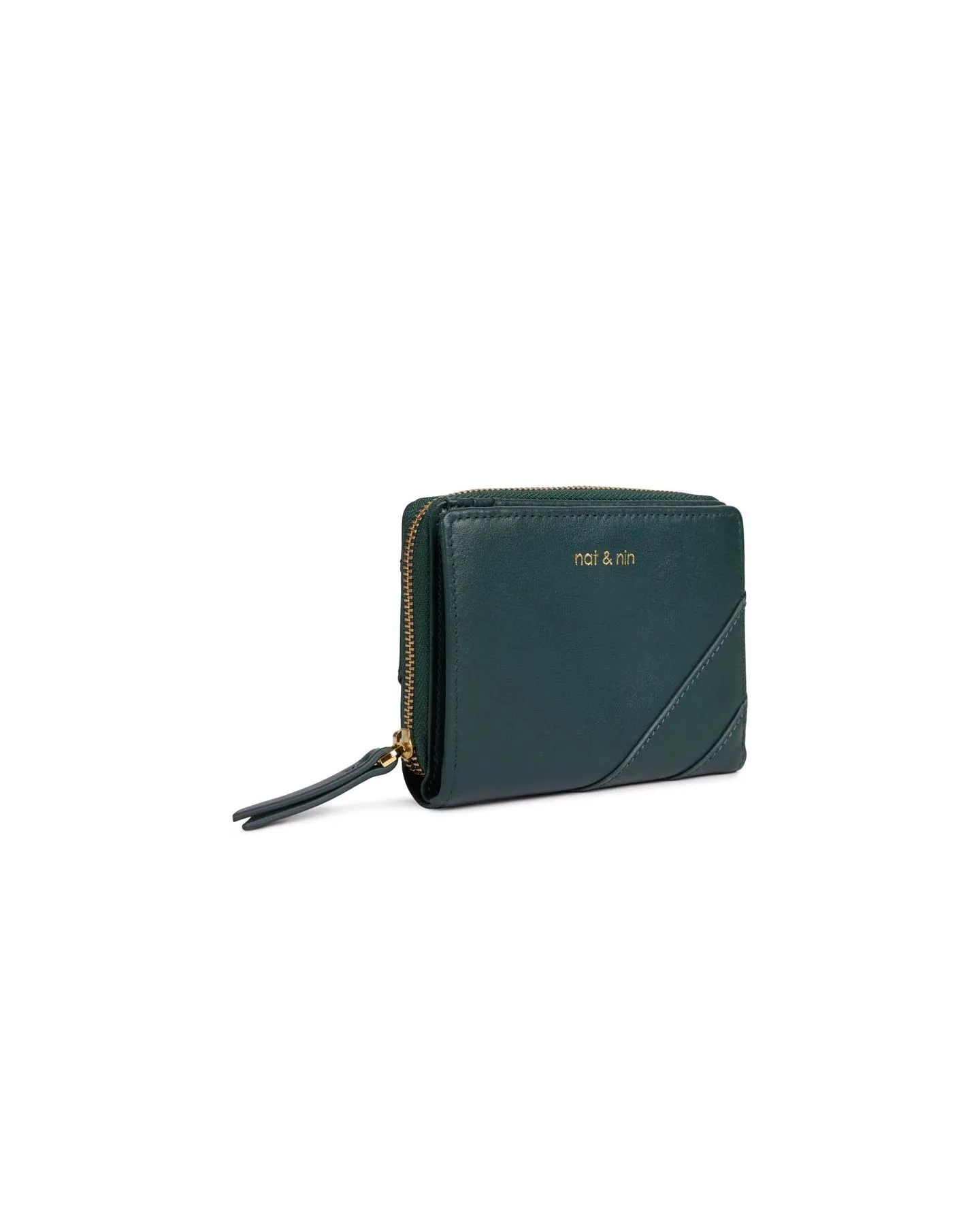 Portefeuille Vert Empire compact en cuir 9,5 x 12 x 3 cm