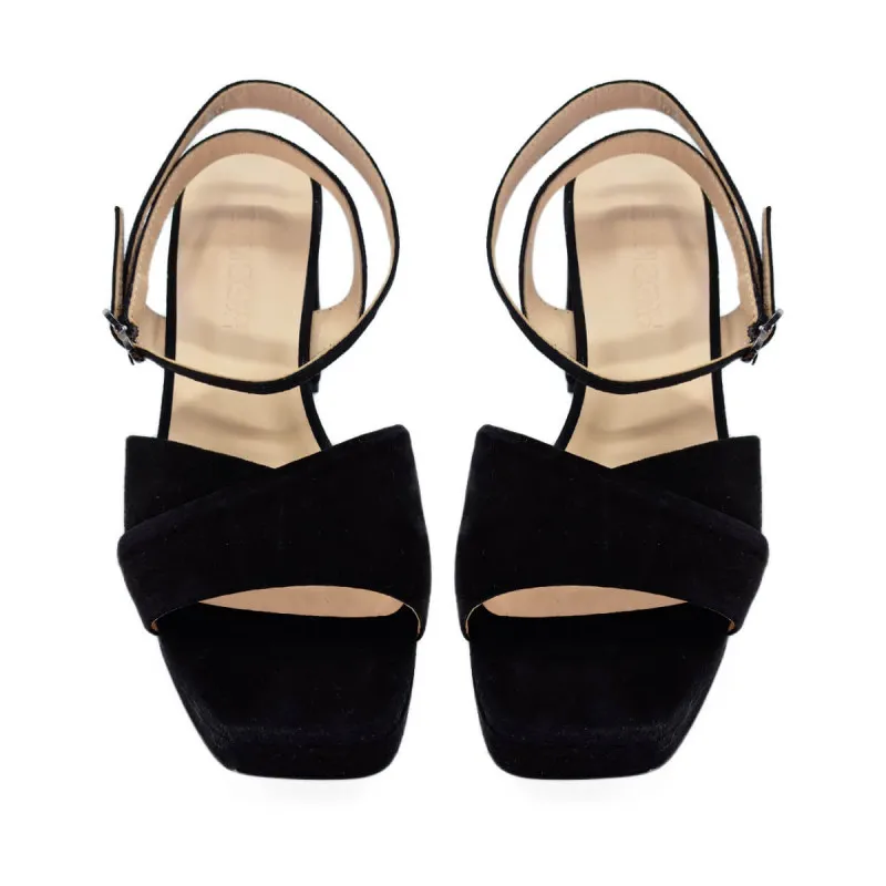 Sandale talon Julianne 5 en velours noir - Free Lance - Scarpe