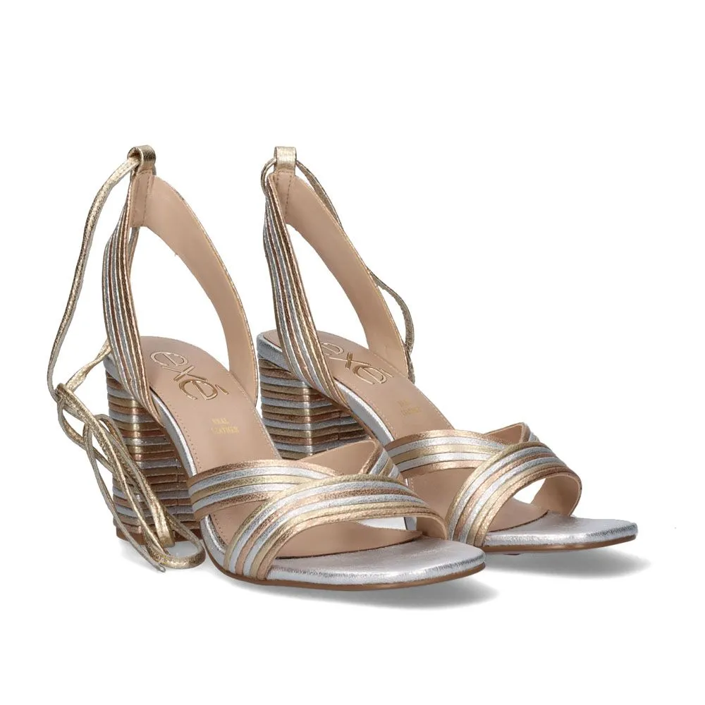 SANDALE À TALON CAROL-502 METALLIC ARGENT OR