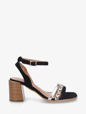 Sandales à talon et bride fantaisie tressée - Noir