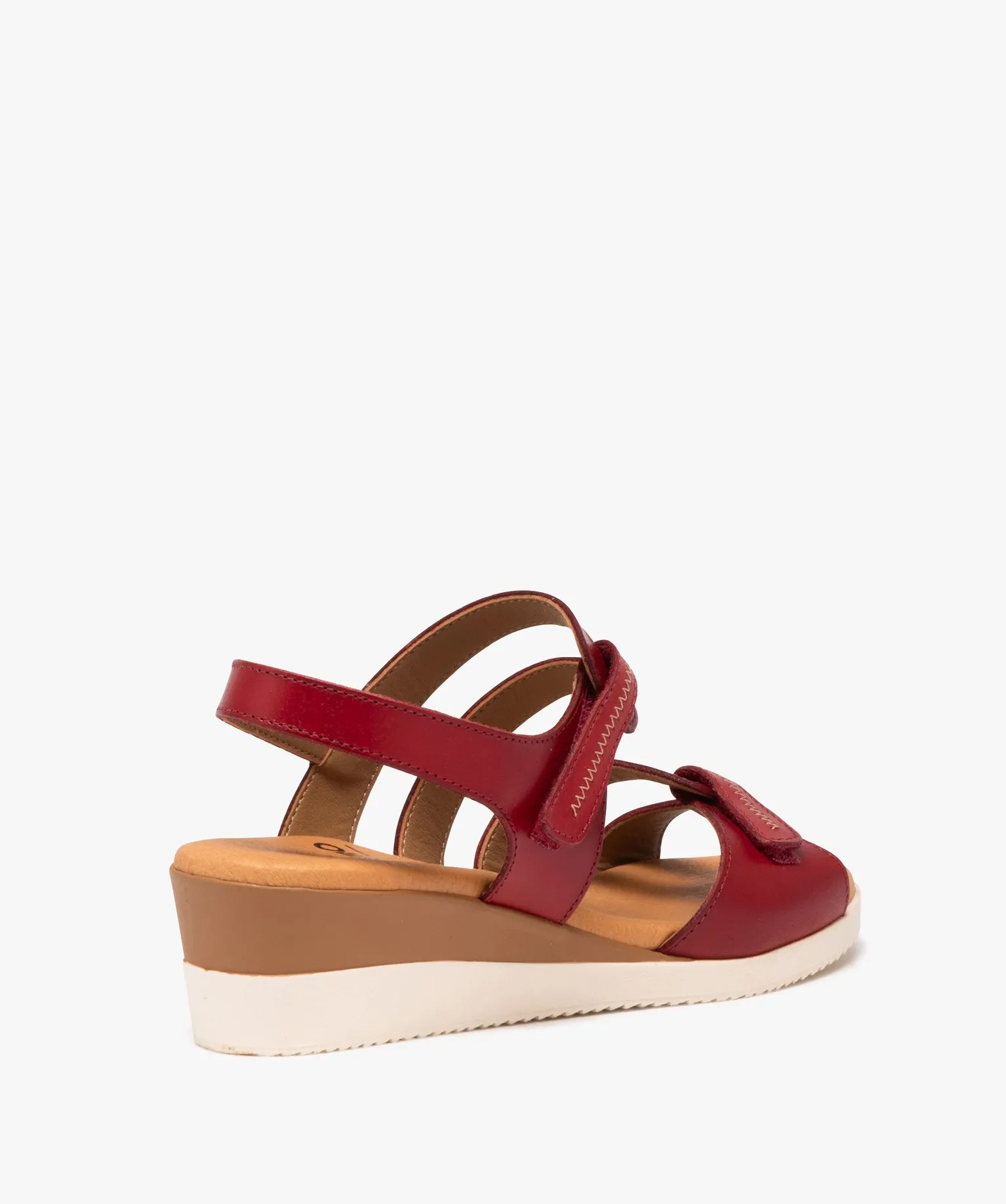 sandales femme compensees a brides scratch en cuir rouge sandales a talon