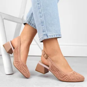 Sandales femme à talon bas en daim rose Jezzi RMR2263-4