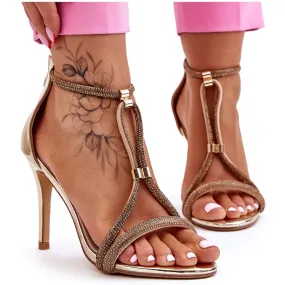 S.Barski Sandales élégantes sur un talon haut avec Jenesis Gold Jenesis d'or