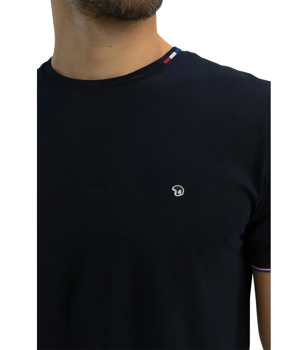 T-shirt Benson & Cherry coton avec manches courtes et col rond marine