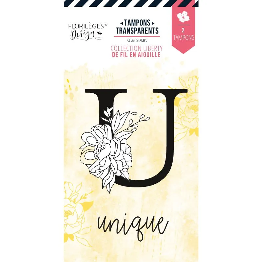 Tampons Clear Florilèges Design De Fil En Aiguille Lettre U Fleurie