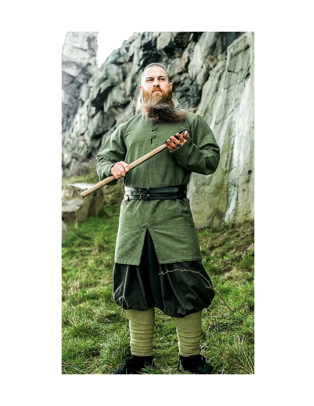 Tunique viking modèle Balduin, coton Vert ⚔️ Boutique Épées
