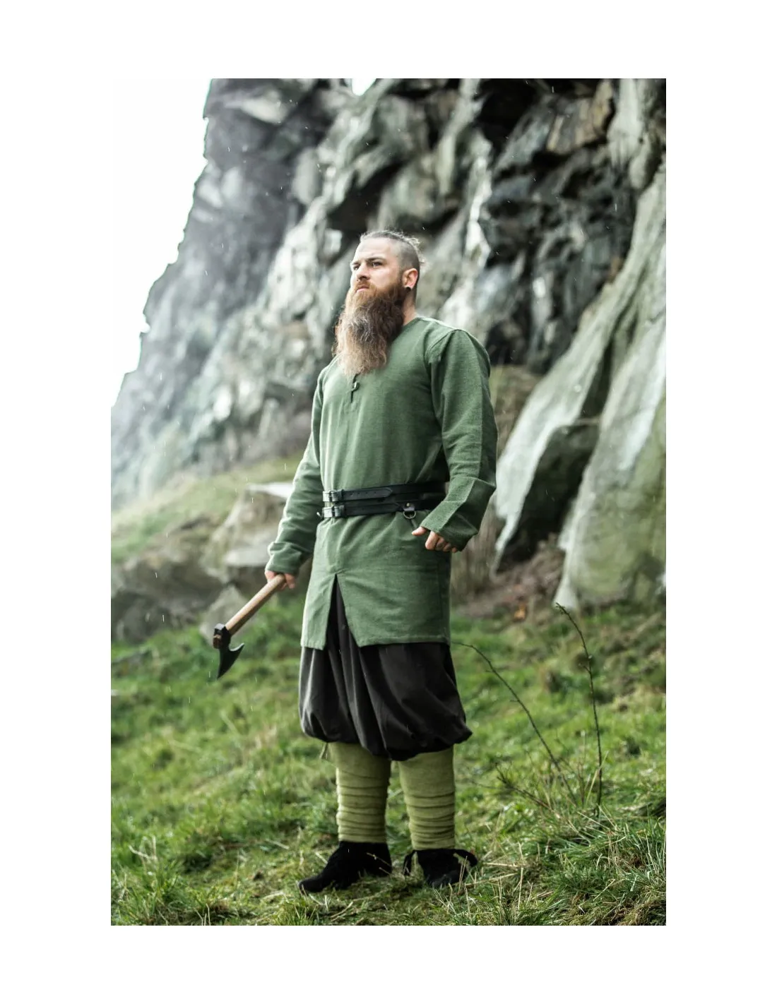 Tunique viking modèle Balduin, coton Vert ⚔️ Boutique Épées