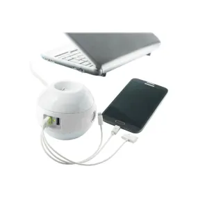 WATT & CO WATTBALL - Multiprise 3 prises - 2 prises 16A + 1 prise 6A + 2 USB - blanc