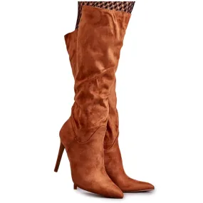 WS1 Bottes en daim classiques sur un talon aiguille Ameya camel brun