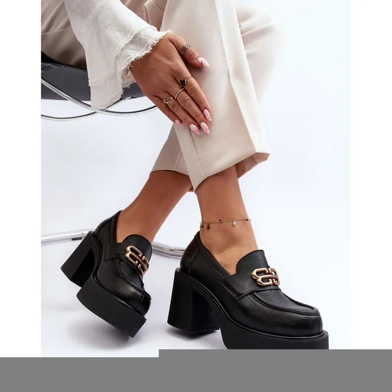 Zazoo 20170 Chaussures en cuir à talon haut pour femme, noir le noir