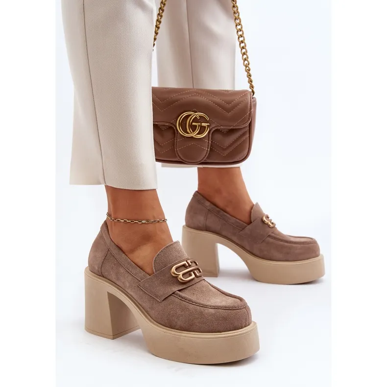 Zazoo 20170 Chaussures en Daim pour Femme à Talon Haut, Beige